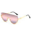 one piece rimless sun glasses women 2020 new arrivals fashion shades designer logo luxury metal sunglasses women 2517